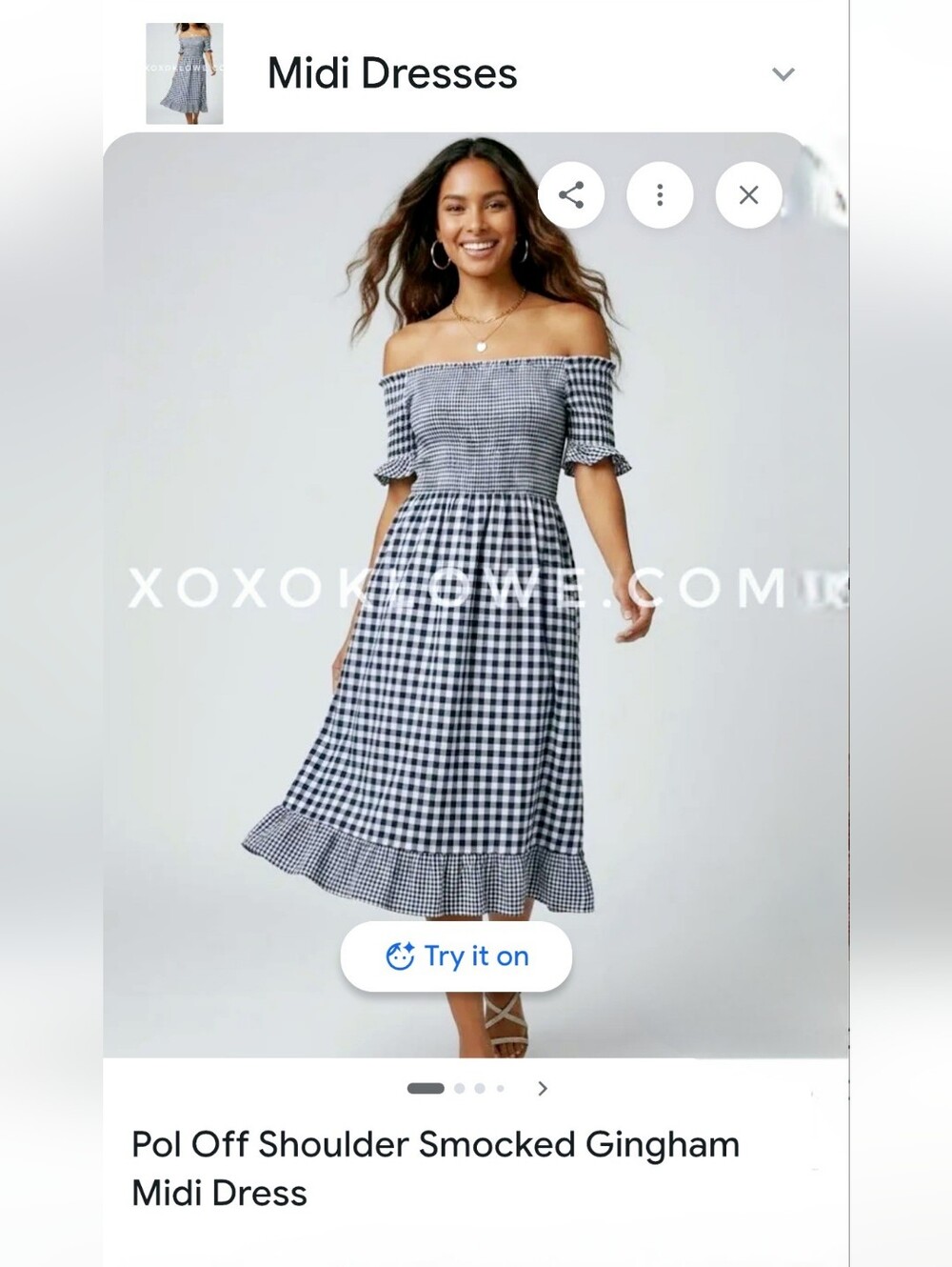 POL "POL In Gingham" Coquette Girl, Cottage Core, Navy and White Gingham Dress
